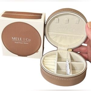 LOW START MELÉ & Co. New York, PU  Leather Jewelry Travel Case, Velvet, NEW, box